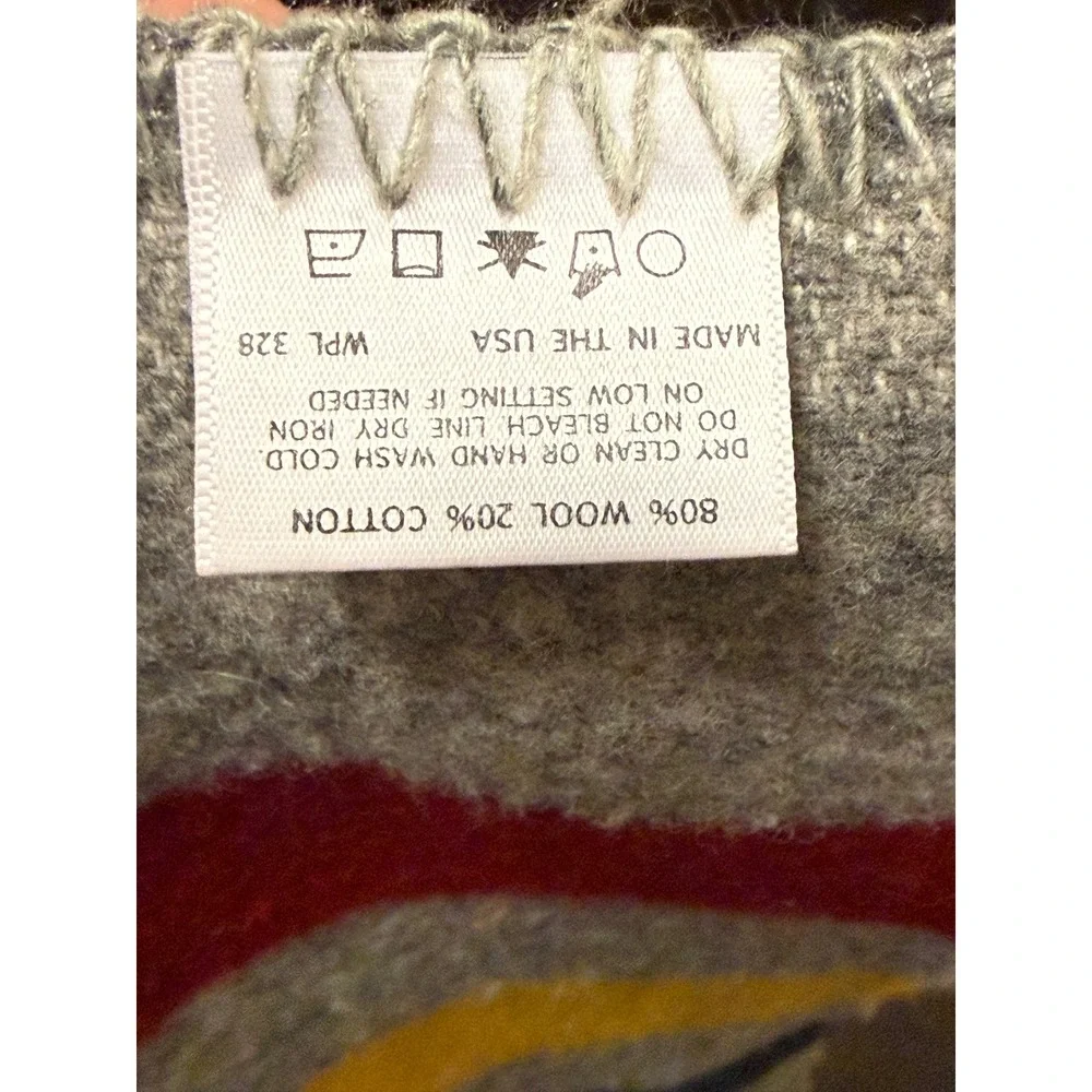 Faribault Woolen Mill Co Scarf Gray Wool Cotton Blend Multi Stripe Made in USA